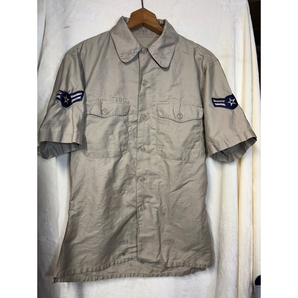 VTG Men's Small US Air Force USAF Tropical Shirt Short Sleeve Military Khaki 40